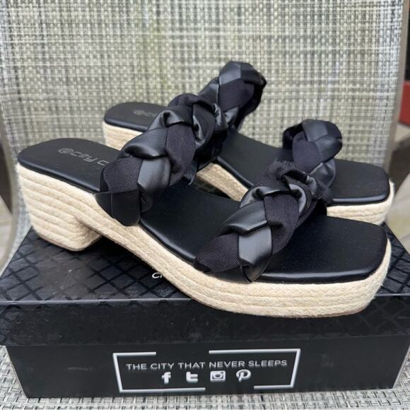 City Chic NWT Roxy Platform Sandals Black Braided Size 11W  11 Wide - Picture 5 of 11